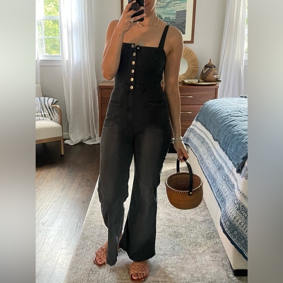 CHASER Stretch Black Button-down Jumpsuit - Picture 1 of 14